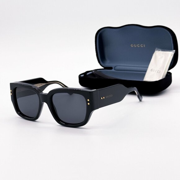 NEW GUCCI GG1261S 001 SUNGLASSES UNISEX BLACK/GRAY EYEWEAR - Picture 1 of 11